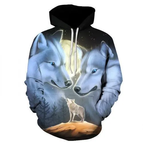 3D Men's Hoodies Wolf Print Hoodies