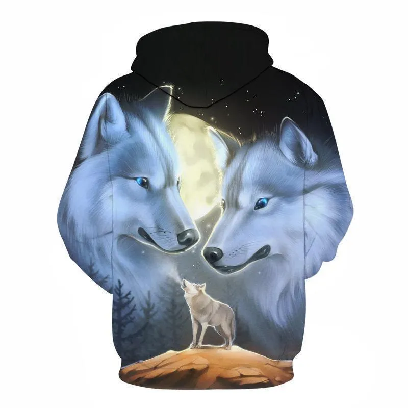 3D Men's Hoodies Wolf Print Hoodies