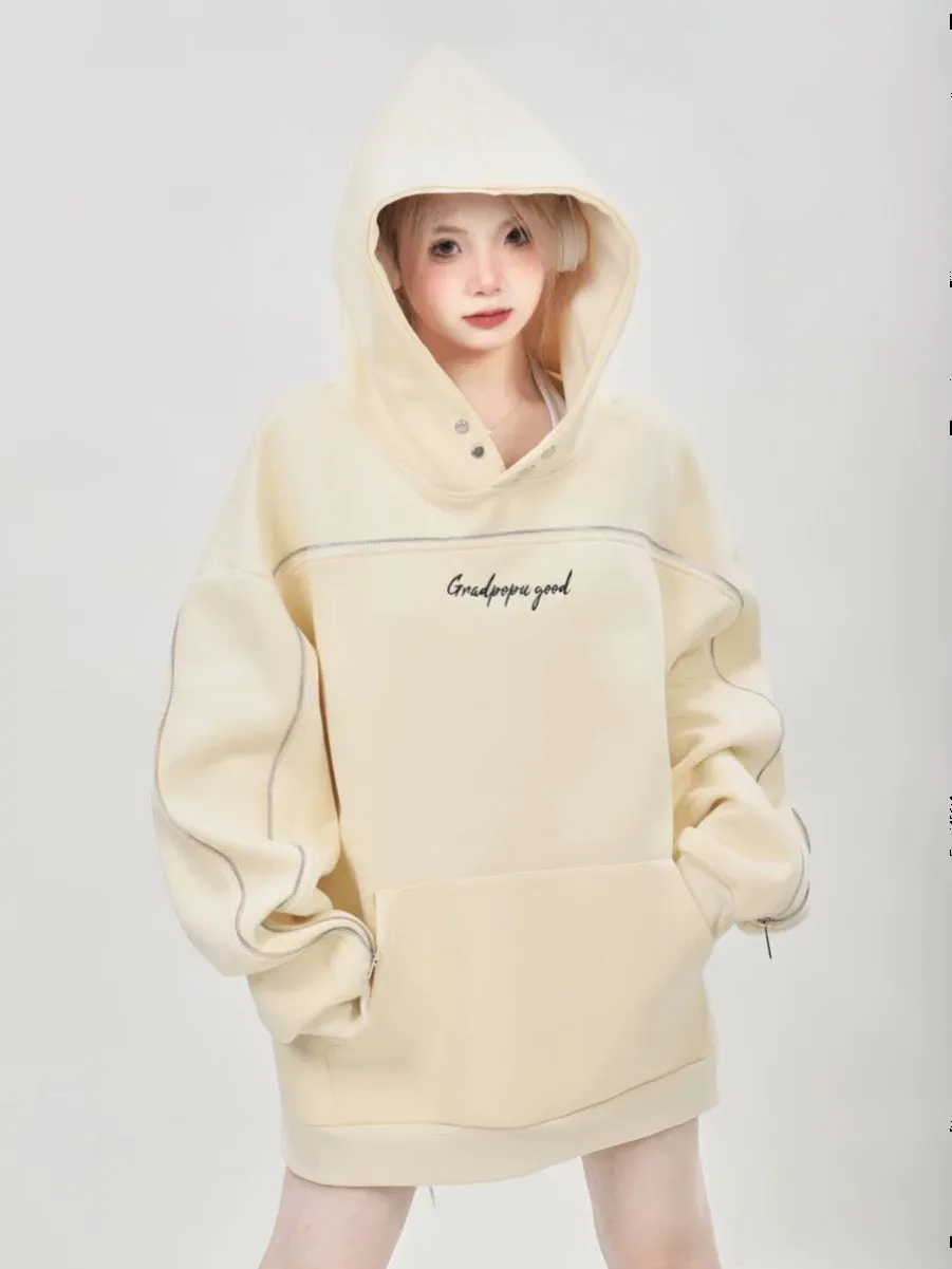 American retro oversize heavyweight hooded sweatshirt for women spring and autumn 2024 new couple tops design niche