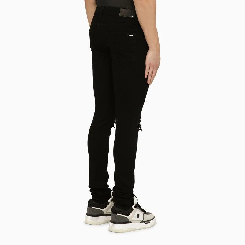 AMIRI Men's Black Skinny Jeans with Camouflage Patches for SS24