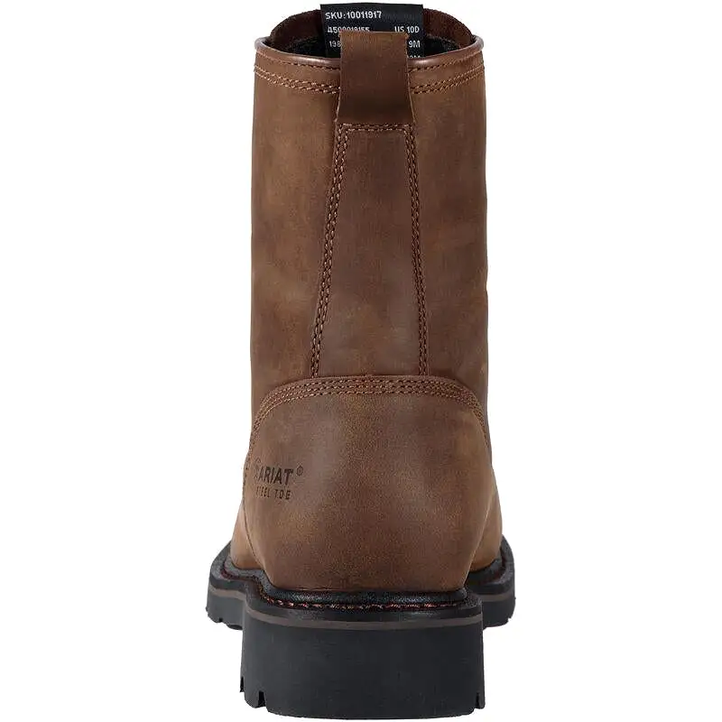 Ariat Men's Cascade 8 Wide Square Soft Toe Western Work Boot- Brown- 10011916