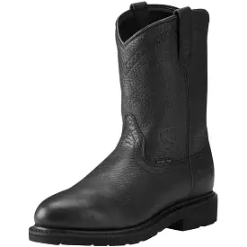 Ariat Men's Sierra 10 Steel Toe Pull-On Western Work Boot - Black - 10021473