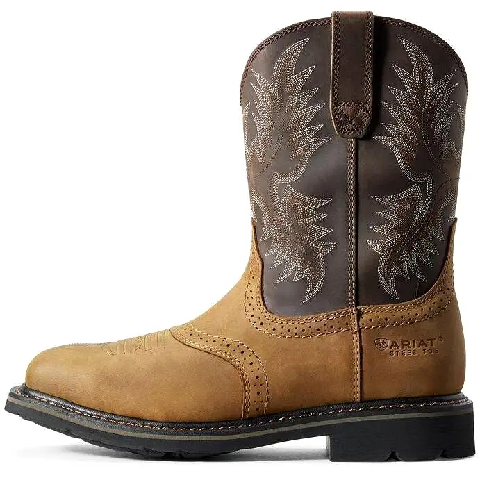 Ariat Men's Sierra 10 Wide Square Steel Toe Western Work Boot- Bark- 10010134