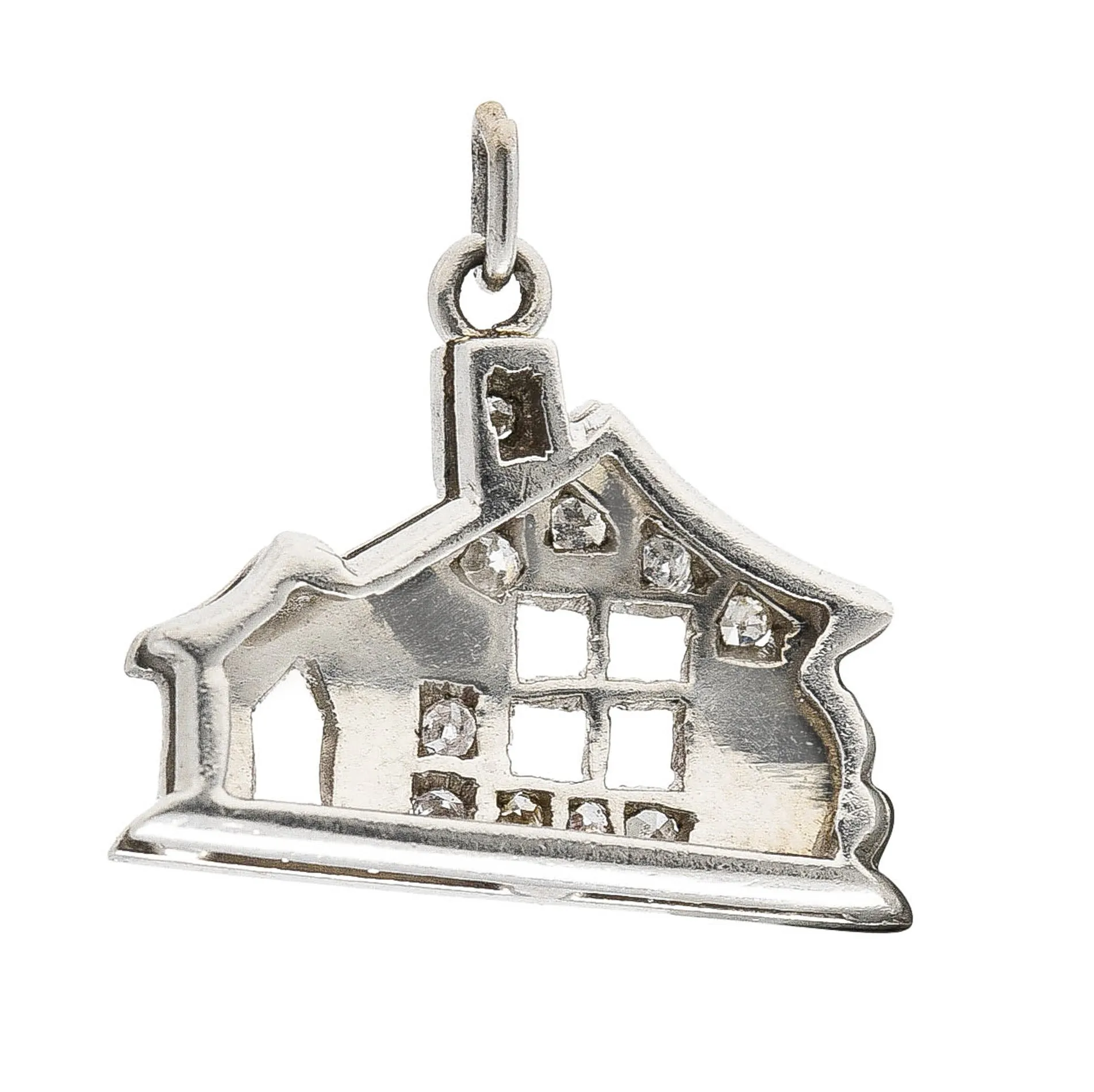 Art Deco Diamond Enamel Platinum Cottage House Vintage 1930's Charm