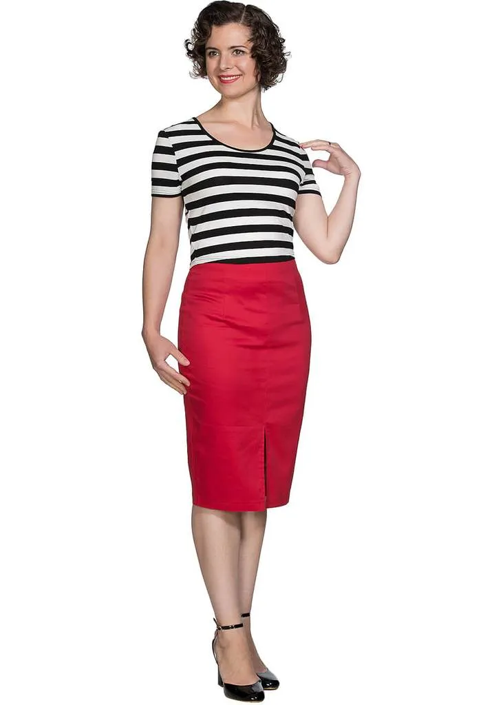 Banned Love Me Every Day 50's Pencil Skirt Red