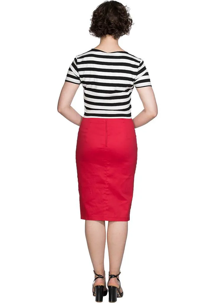 Banned Love Me Every Day 50's Pencil Skirt Red