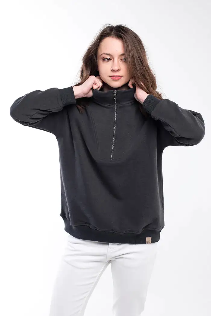 Bee And Alpaca Zipped Neck Sweatshirt