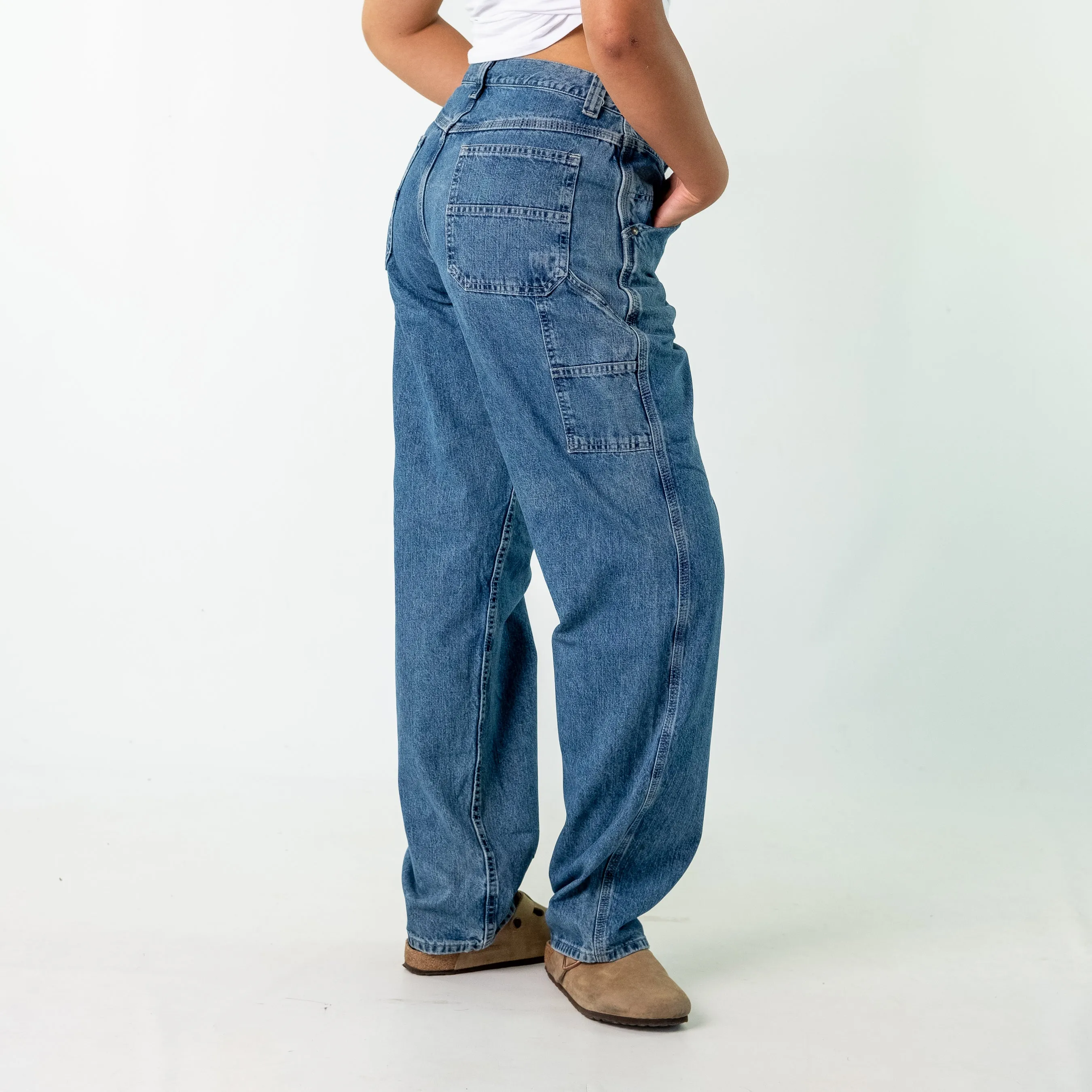 Blue 90s Lee Denim Carpenter Jeans Baggy Pants (32x34)