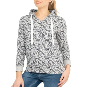 Boden Grey Jersey Animal Print Hoodie Long Sleeve Tops