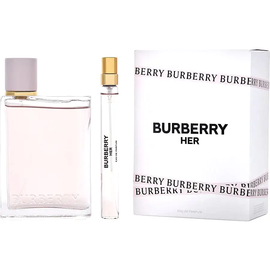 Burberry Her Travel Set Eau De Parfum Spray 3.3 oz & Eau De Parfum Spray 0.33 oz Mini