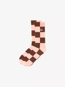 Butter Goods Checkered Socks - Brown / Pink