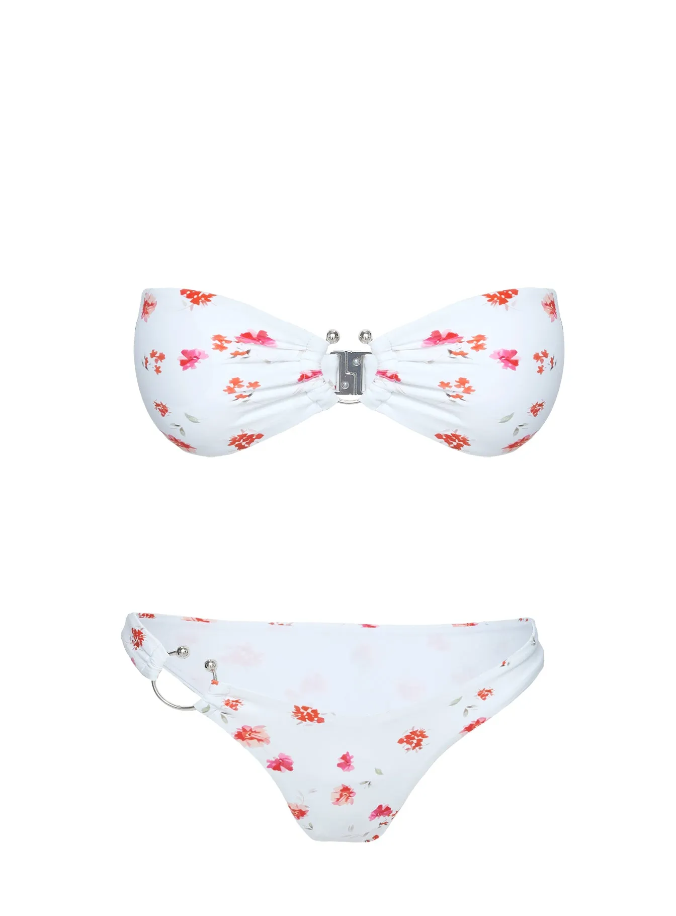 Candia High Cut Cheeky Bikini Bottoms White / Pink Floral