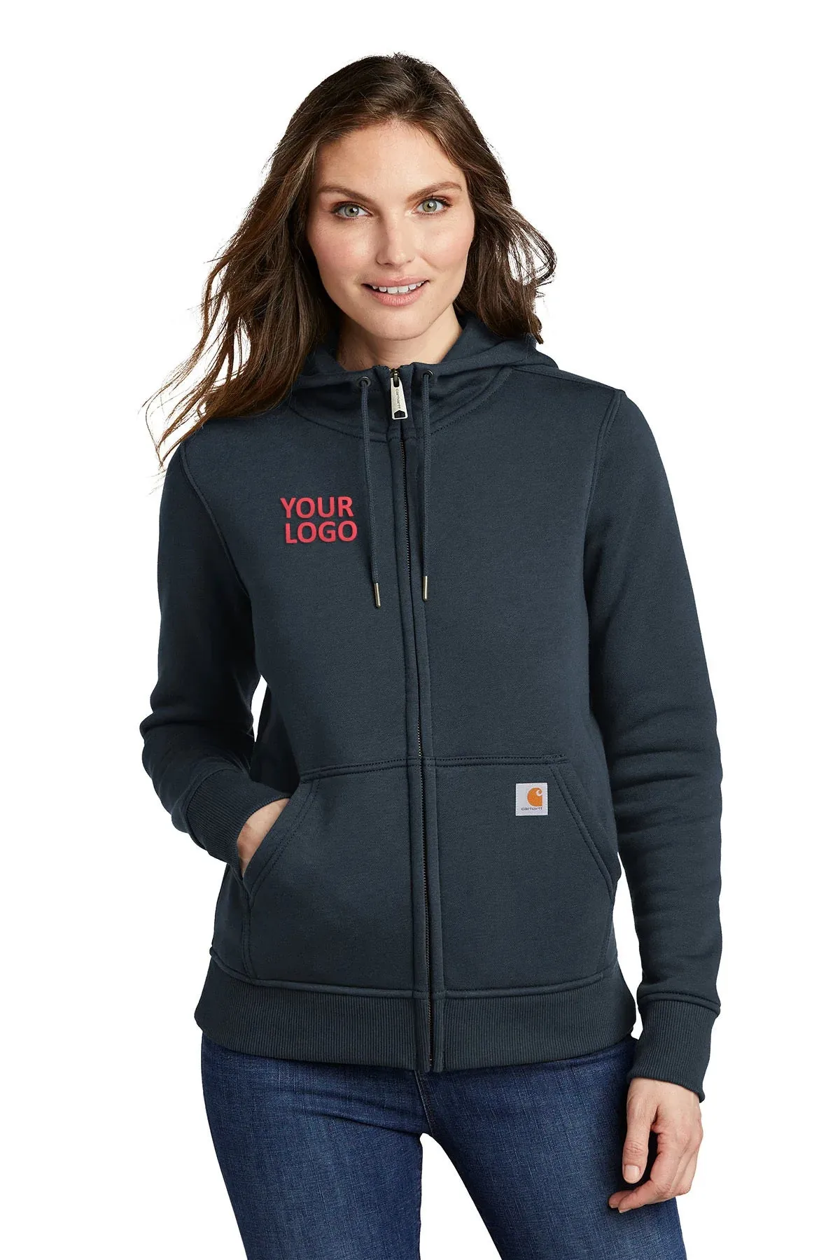 Carhartt Womens Clarksburg Full-Zip Custom Hoodies, Navy