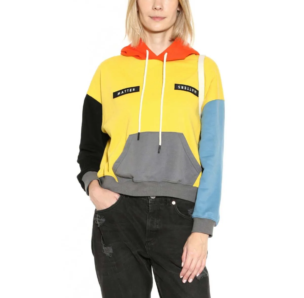 Cheery Colour-block Hoodies - Yellow