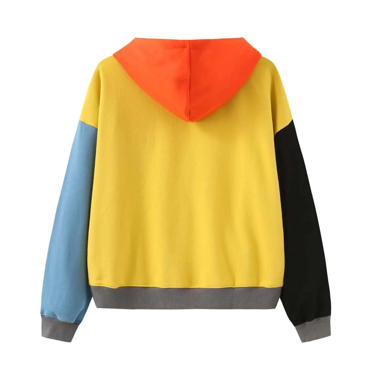 Cheery Colour-block Hoodies - Yellow