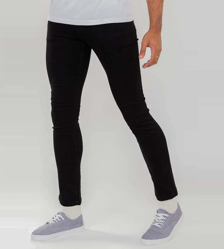 D555 Tall Mens Tapered Fit Stretch Jeans In Black (CLAUDE-T)