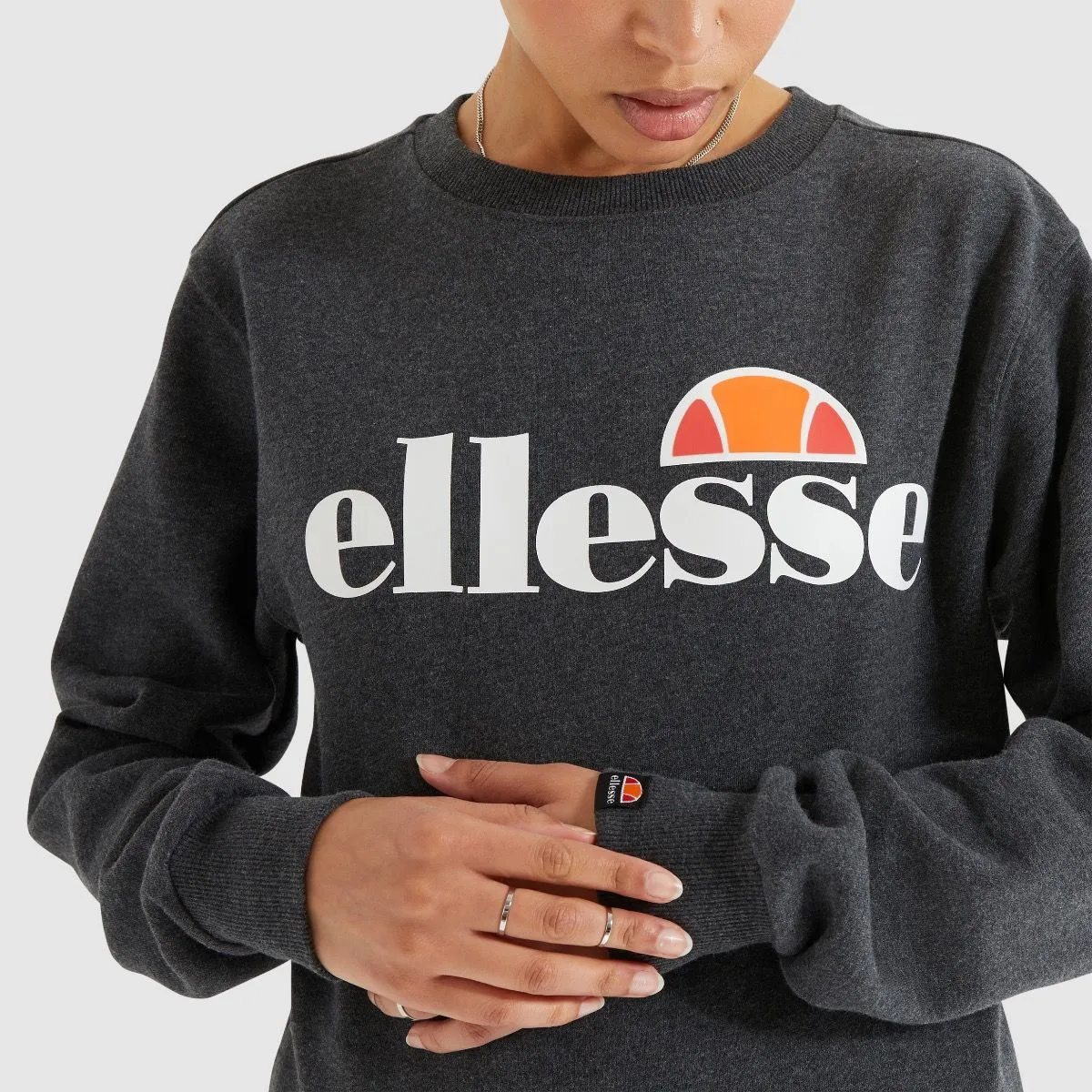 Ellesse Womens Agata Logo Sweatshirts Dark Grey Marl