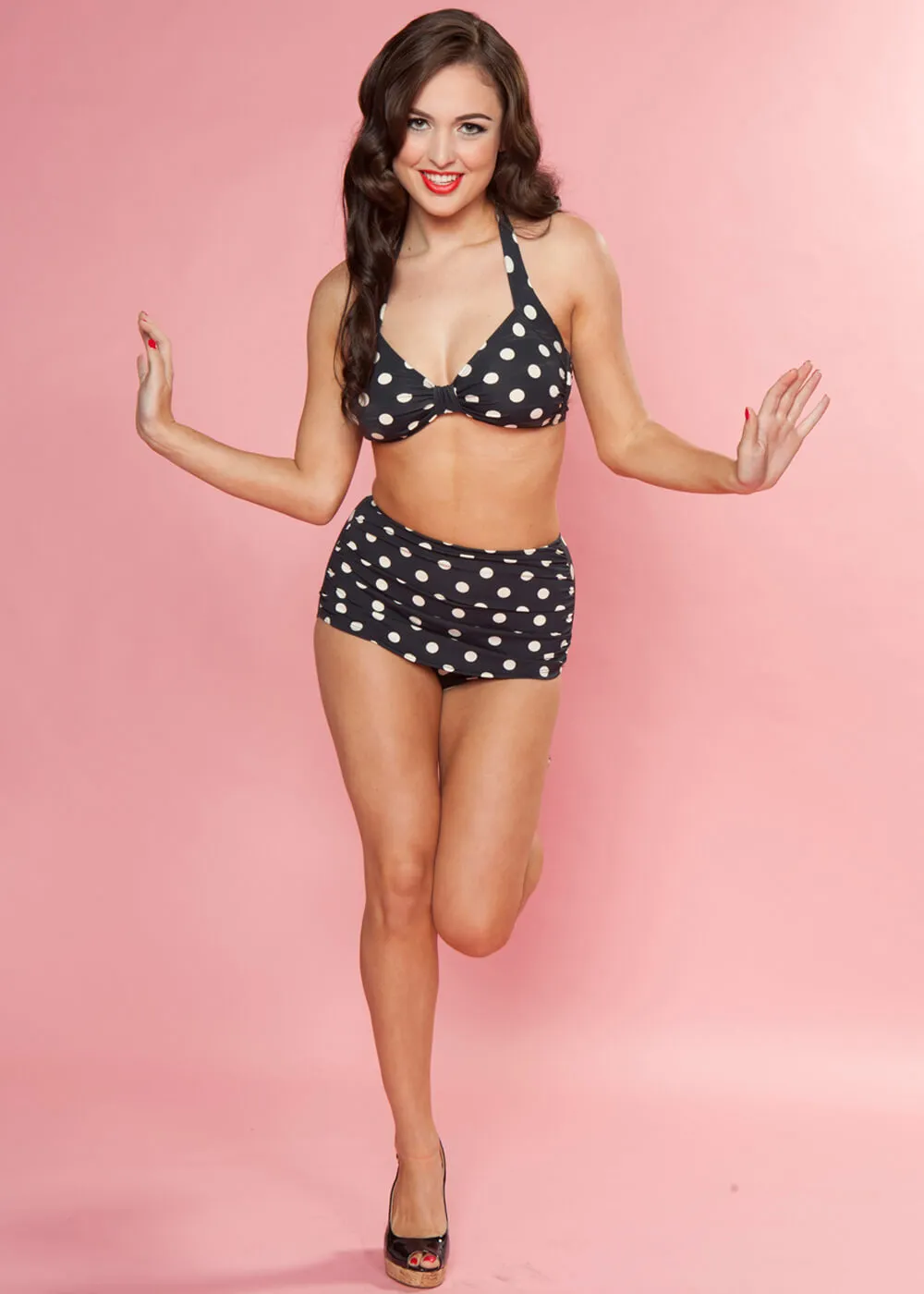 Esther Williams Polka Dot Bikini Bottoms Black