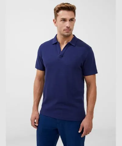 French Connection Short Sleeve Ottoman Polo Shirt French Connection Tops Blue