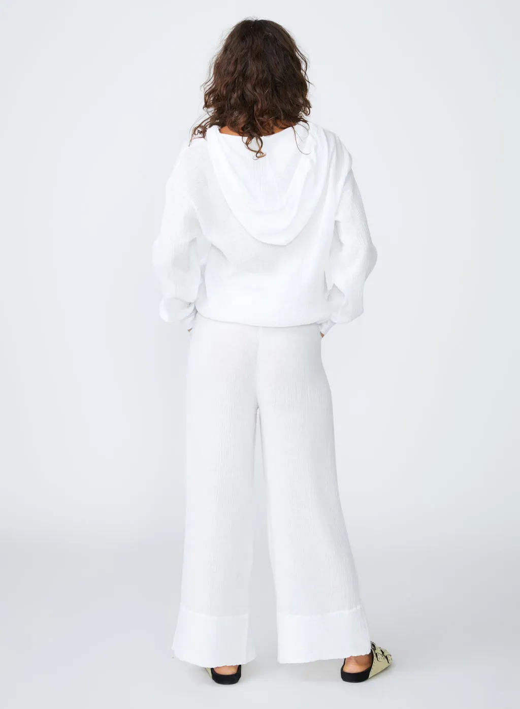 Gauze Wide Leg Pull On Pant in White