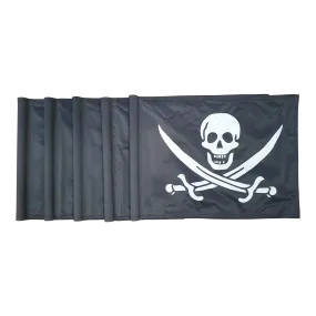 Golfflag, sort med hvidt piratlogo, 200 gram flagdug