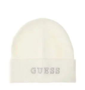 GUESS Embroidered Logo Beanie Off White