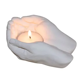 Gypsum Cement T- Light Holder - God's Hands