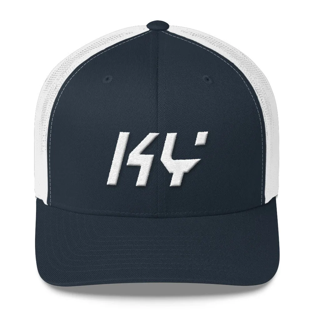 Kentucky - Mesh Back Trucker Cap - White Embroidery - KY - Many Hat Color Options Available