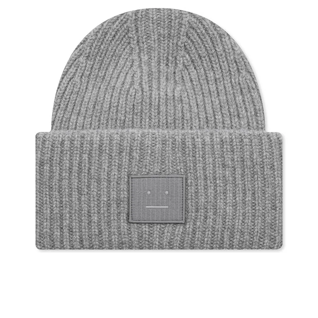 Kid's Ribbed Beanie Hat - Grey Melange