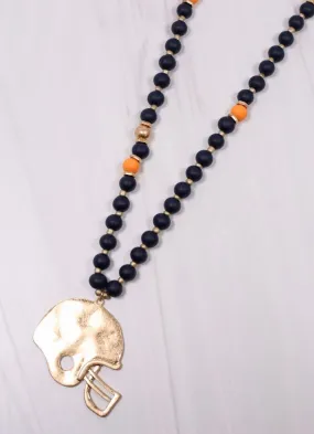 MacNeille Helmet Necklace NAVY ORANGE