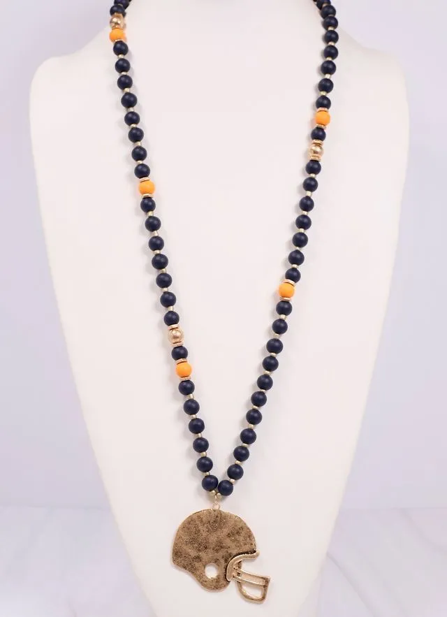 MacNeille Helmet Necklace NAVY ORANGE