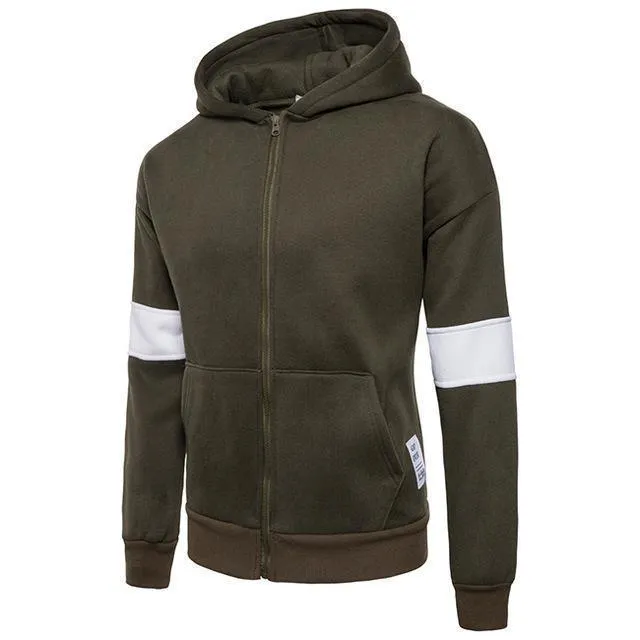 Men's Hoodies Patchwork Zipper Slim Fit Hoodie