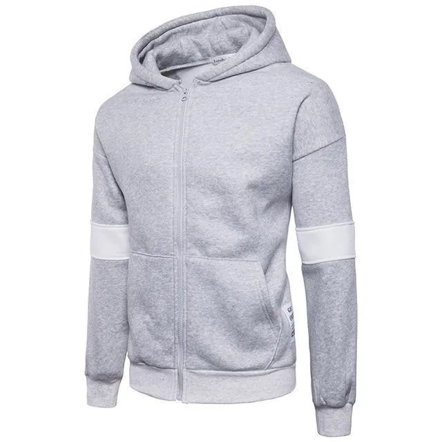 Men's Hoodies Patchwork Zipper Slim Fit Hoodie