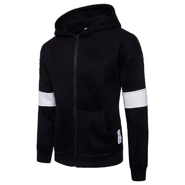 Men's Hoodies Patchwork Zipper Slim Fit Hoodie