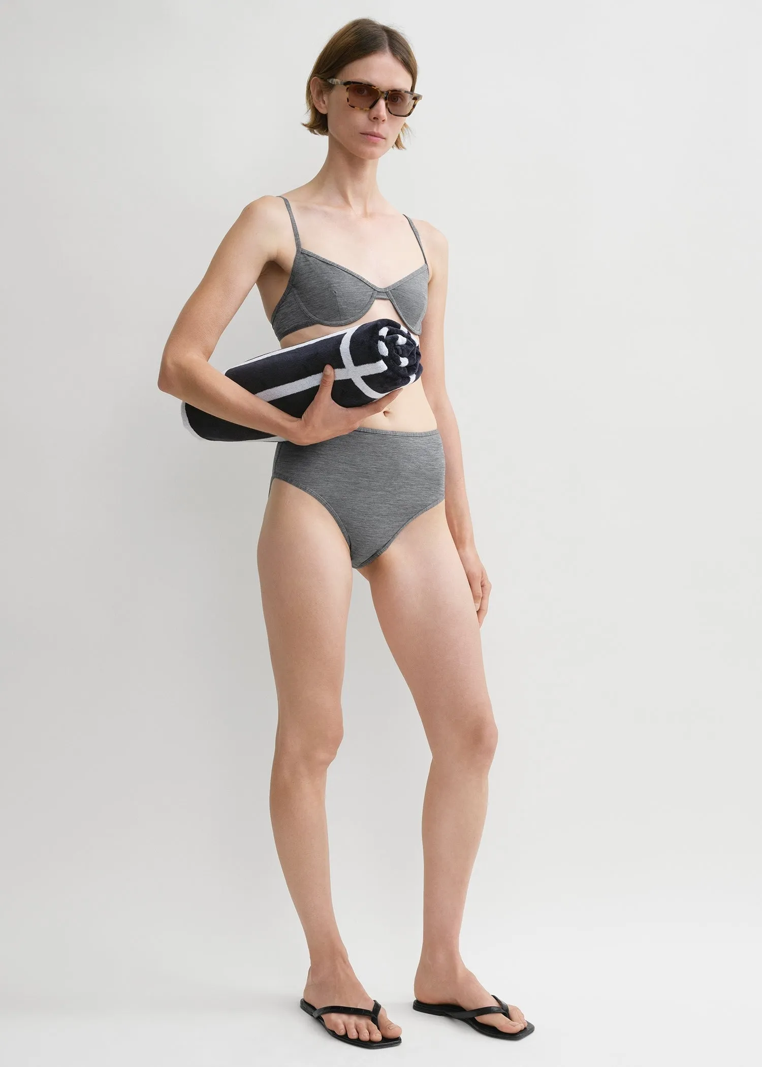 Mid-rise bikini bottoms grey mélange