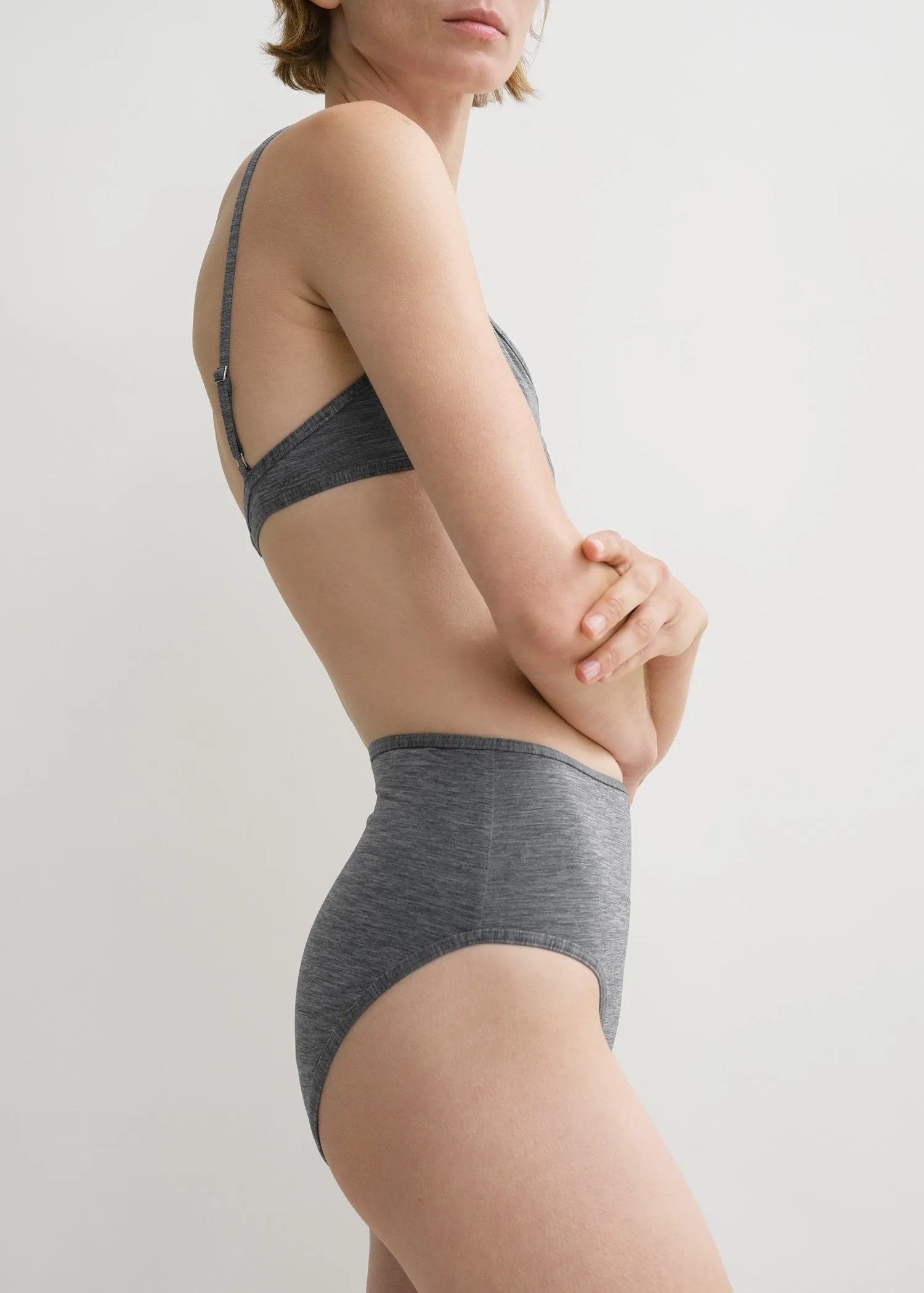 Mid-rise bikini bottoms grey mélange