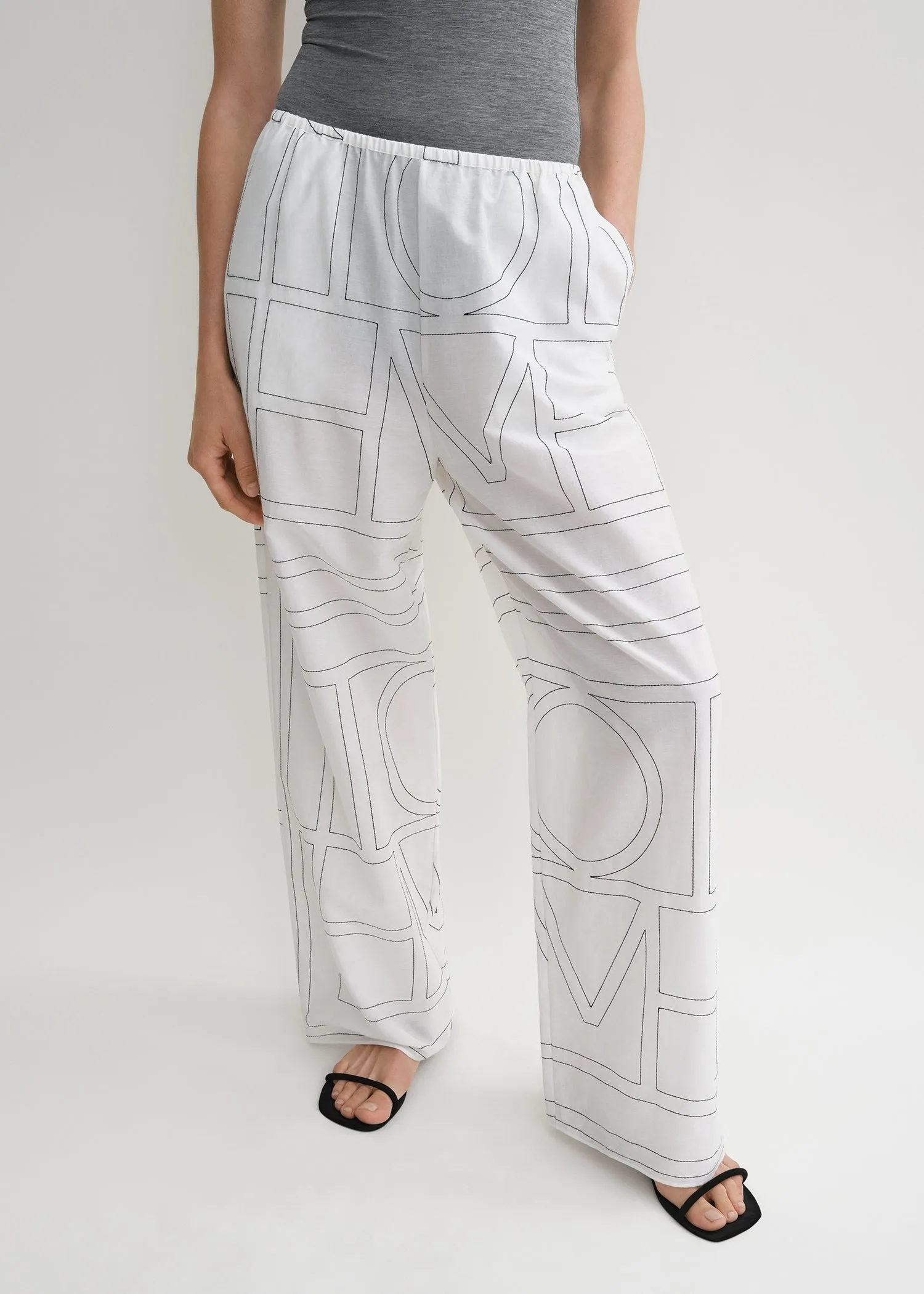 Monogram cotton pj bottoms white/black