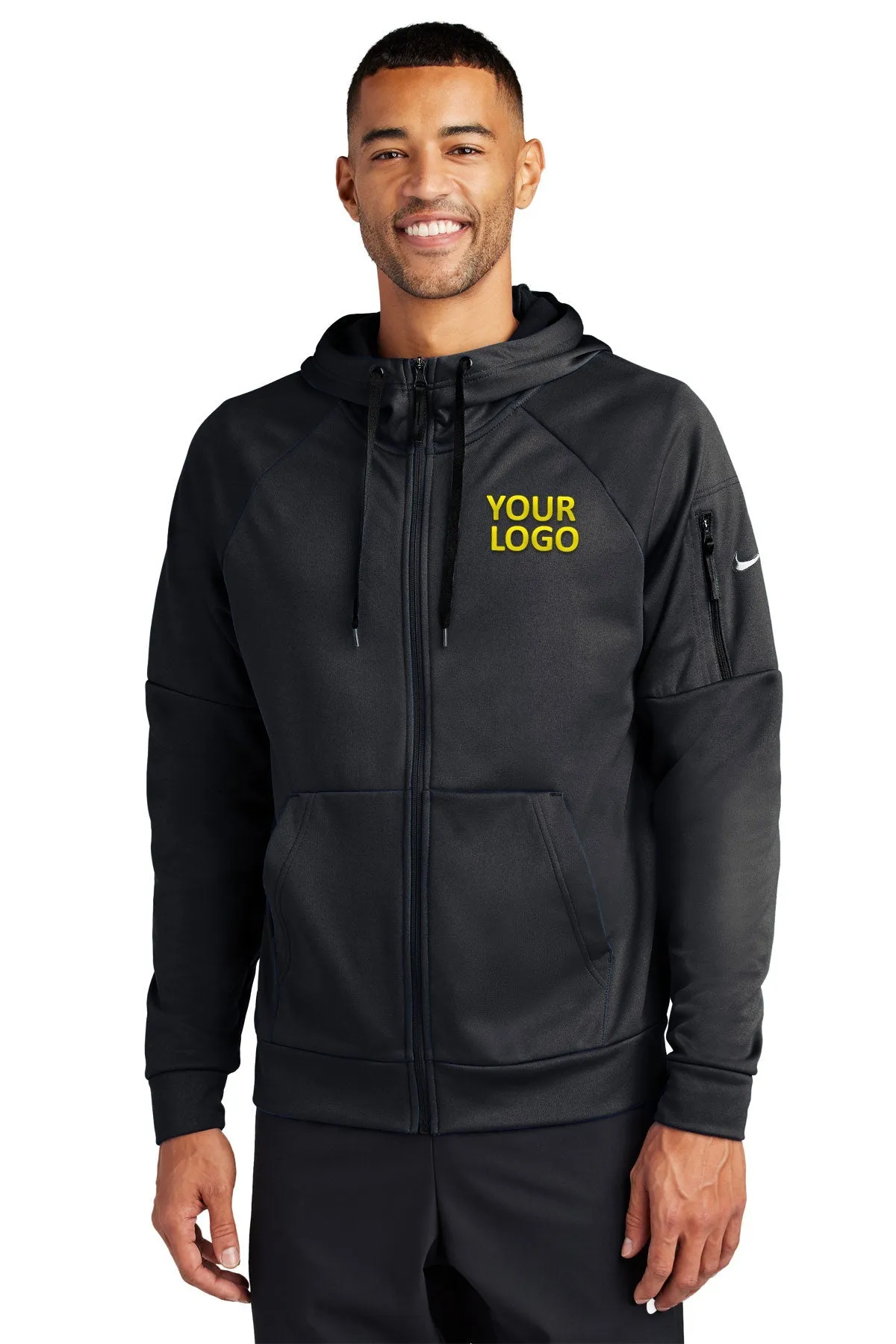 Nike Therma-FIT Pocket ZipUp Custom Hoodies, Black