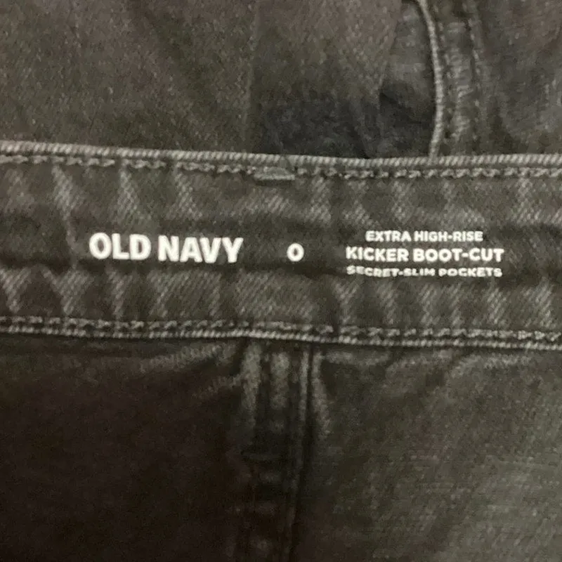 Old Navy Black Extra High Rise Denim Stretch Kicker Bootcut Jeans Size 0