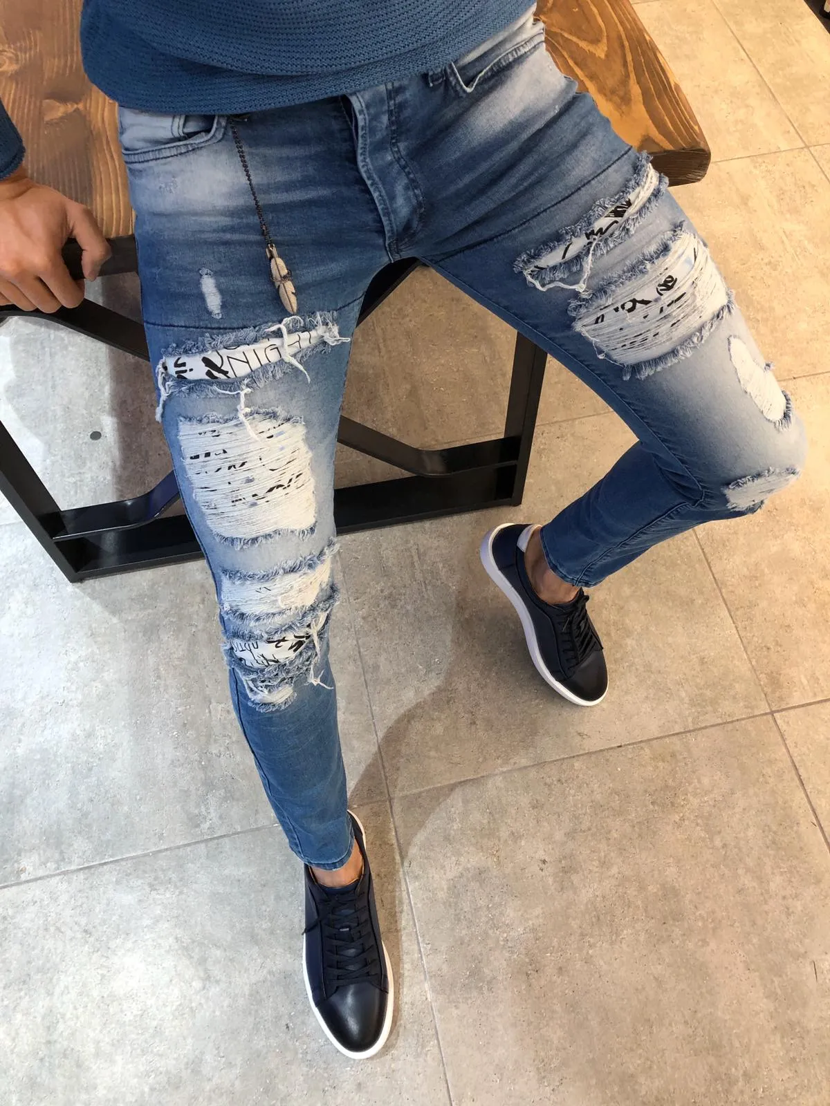 Paco Slim-Fit Ripped Jeans Blue