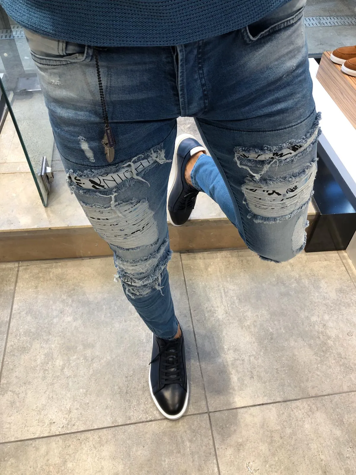 Paco Slim-Fit Ripped Jeans Blue