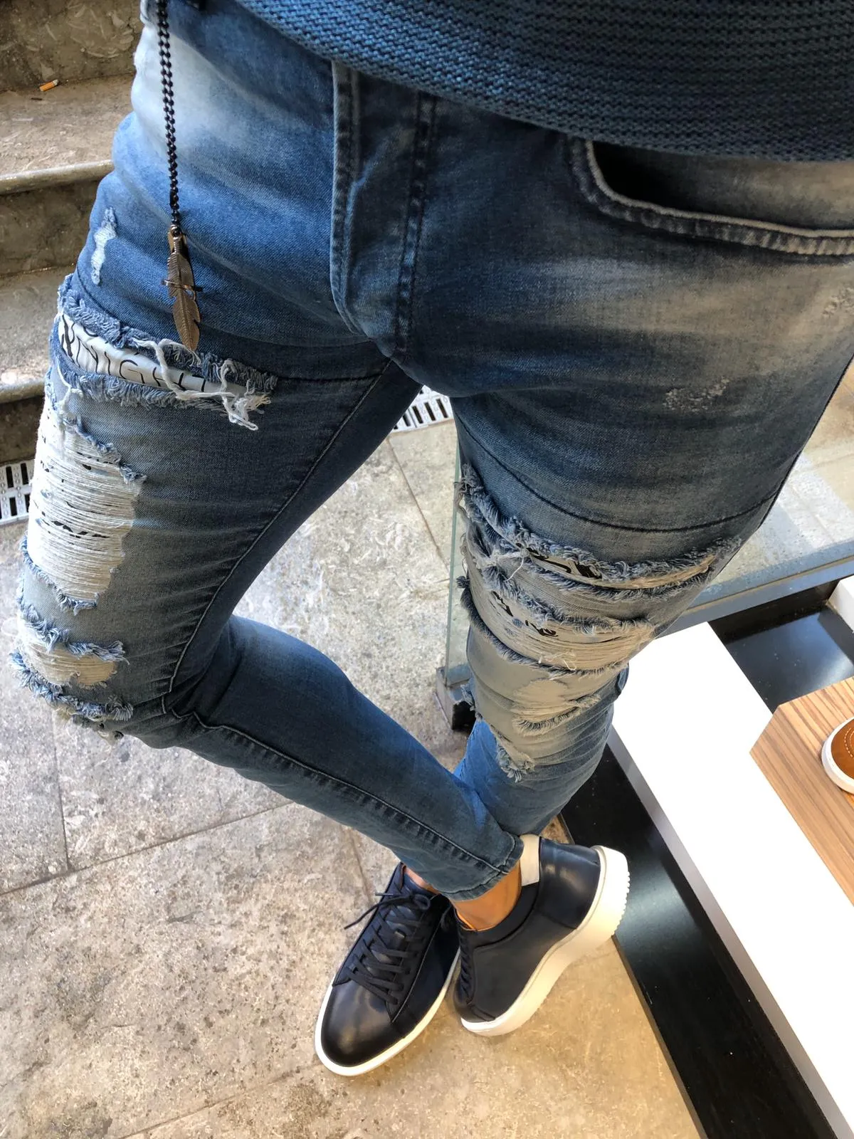 Paco Slim-Fit Ripped Jeans Blue