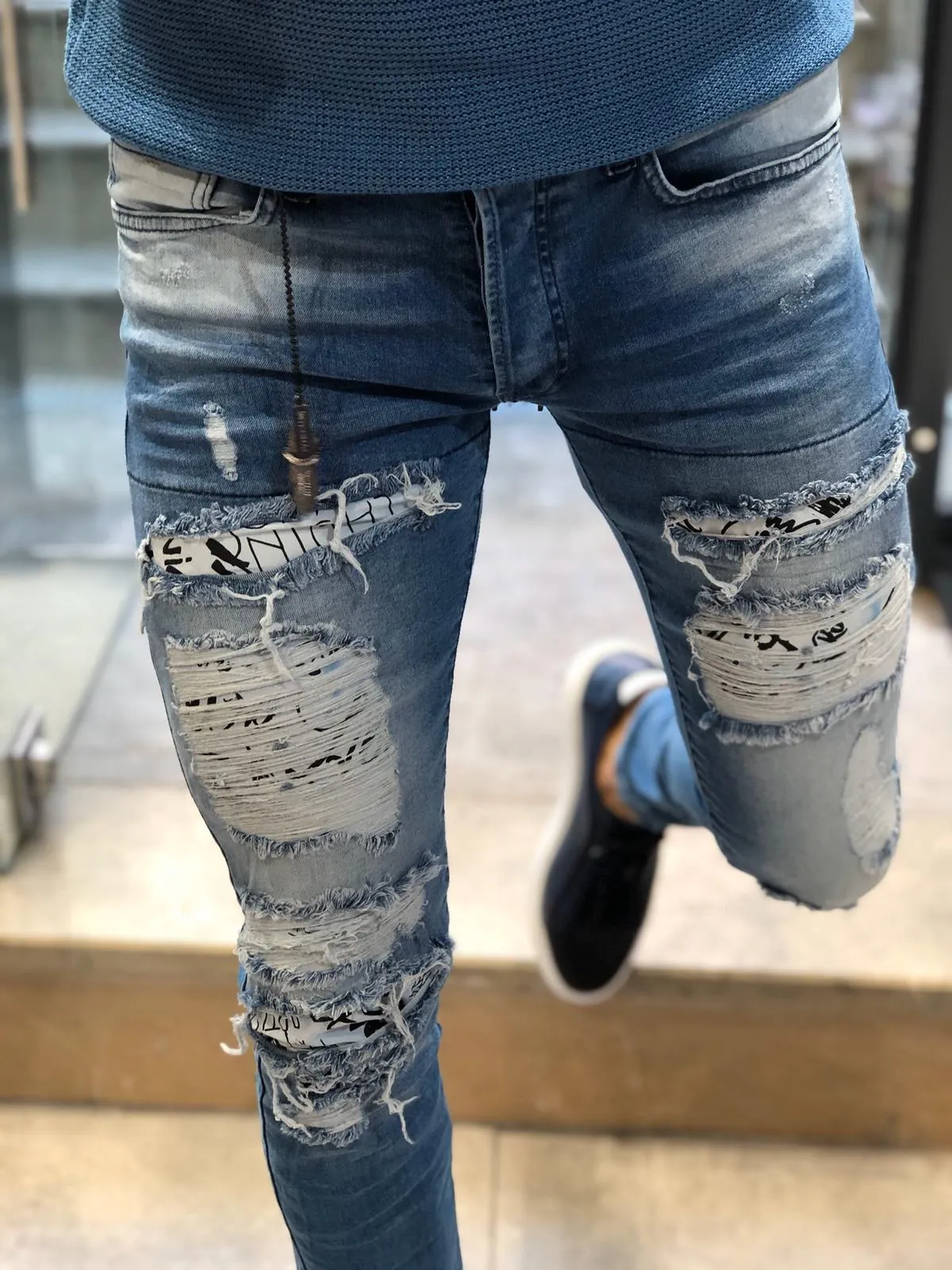 Paco Slim-Fit Ripped Jeans Blue