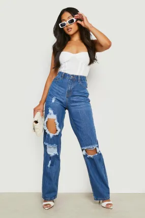 Petite 90'S Straight Leg Ripped Jeans