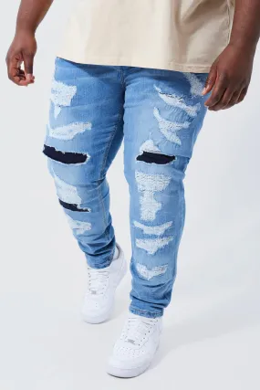 Plus Skinny Stretch All Over Ripped Jeans