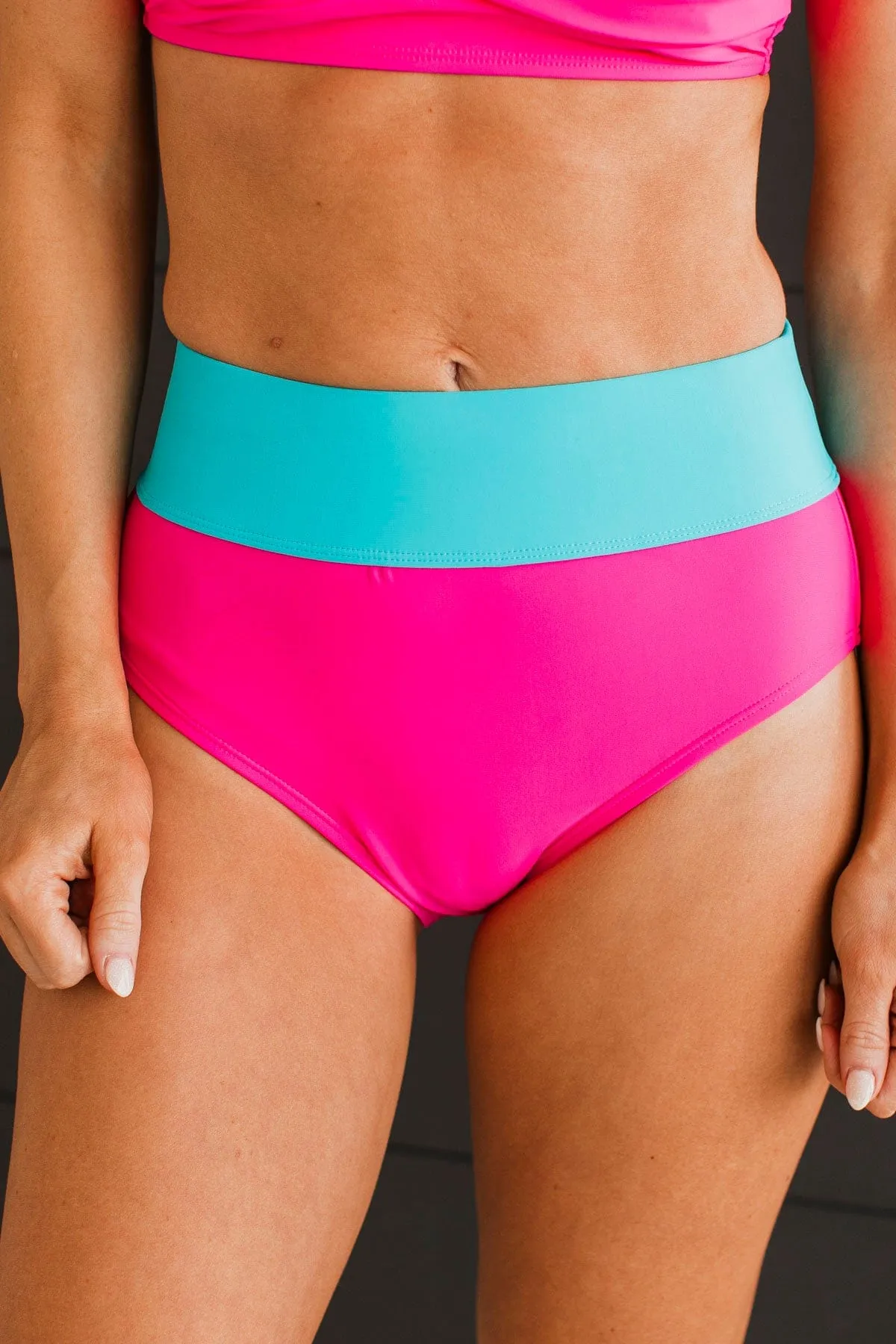 Ray Of Sunshine Swim Bottoms- Bright Pink & Blue