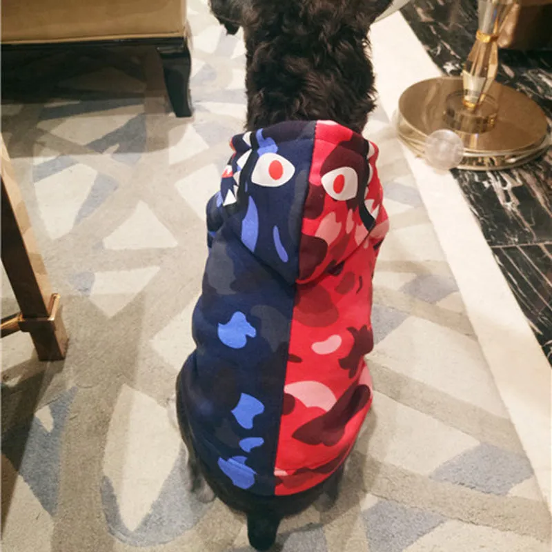 Red & Blue Camouflage Hoodies For Dogs