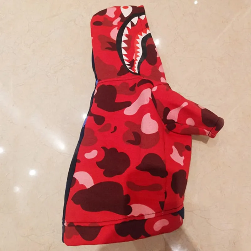 Red & Blue Camouflage Hoodies For Dogs