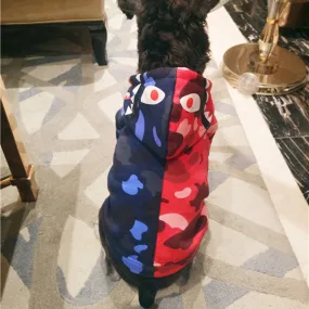 Red & Blue Camouflage Hoodies For Dogs