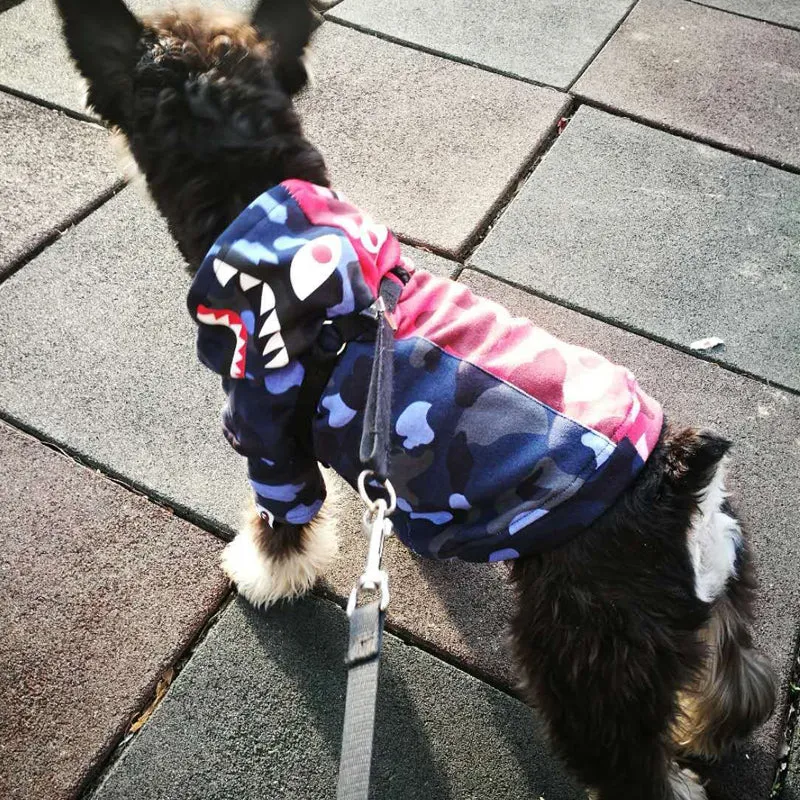 Red & Blue Camouflage Hoodies For Dogs